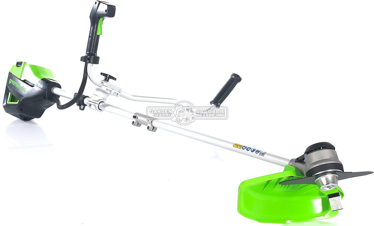 Мотокоса аккумуляторная GreenWorks GD60BCB без АКБ и ЗУ (PRC, BL 60В, нож 2Т + леска 2.0 мм, Т-рукоятка, 3.85 кг)