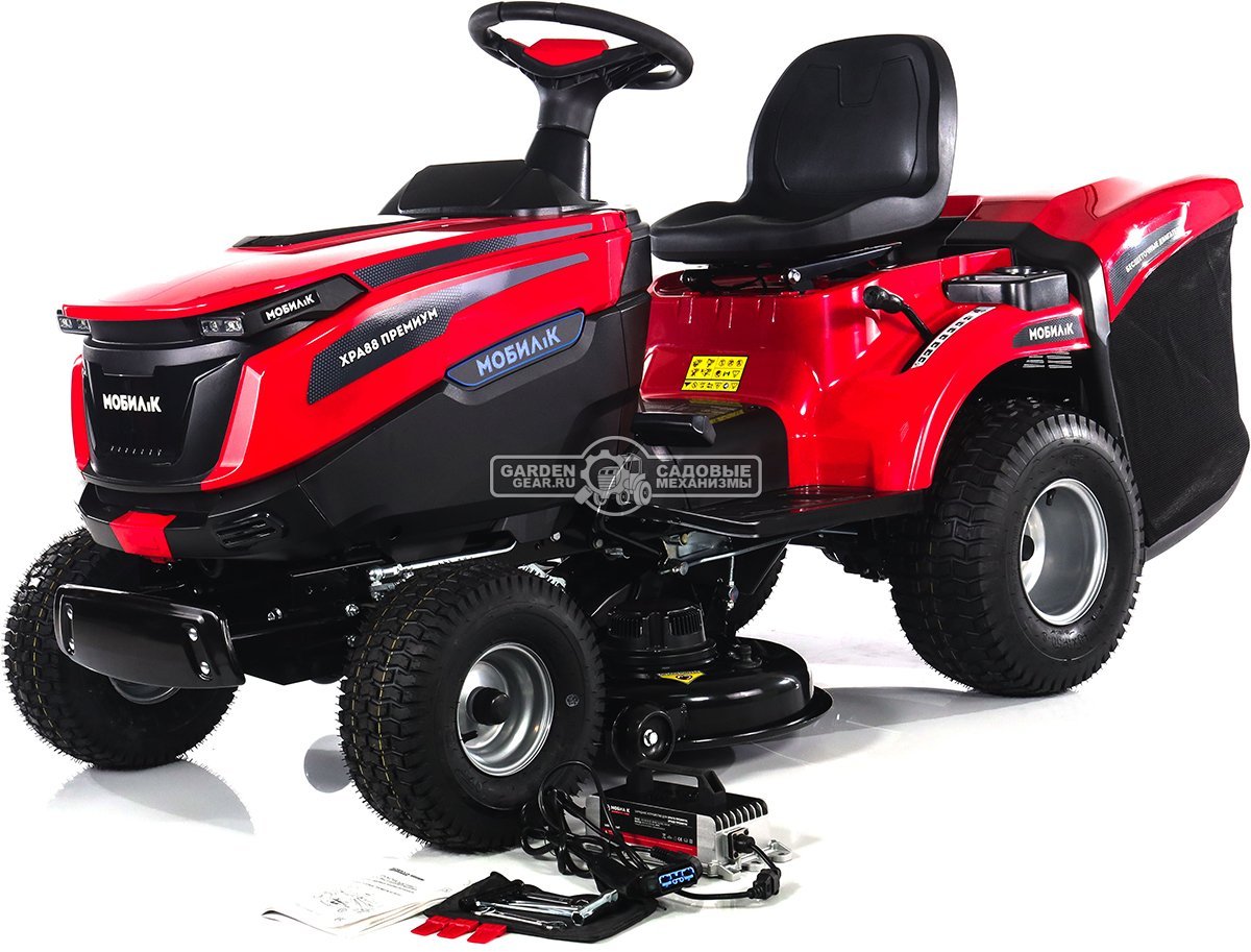 Садовый трактор Мобил К XPA88 аккумуляторный без АКБ (PRC, BL 60В, 88 см, 6 слотов для АКБ + встроенное ЗУ, LED-фара, травосб. 245 л, 155 кг)