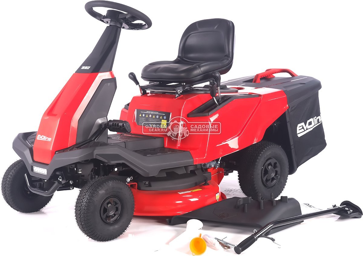 Садовый минирайдер Evoline TRG 66 CV (PRC, EVOline, 224 куб.см., вариатор CVT, травосборник 150 л, ширина кошения 66 см, 3 в 1, 130 кг)