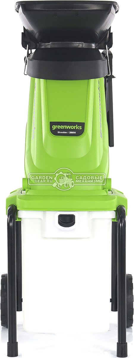 Садовый измельчитель веток электрический GreenWorks GW-2800SD (PRC, 2800 Вт, ветки до 40 мм, контейнер 40 л, 15 кг)