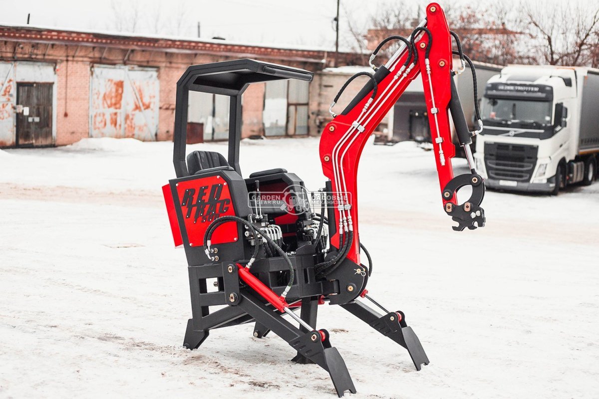 Экскаваторная навеска на мини-трактора RED Trac T500 от ВОМ, глубина копания 2,2 м., ковш 250 мм., 380 кг.