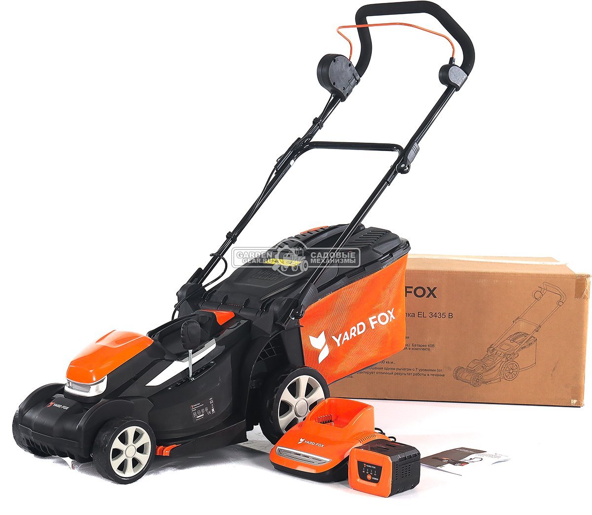 Газонокосилка аккумуляторная Yard Fox EL3435B SET с АКБ 2.5 А/ч и ЗУ (PRC, BL 40В, пластик, 34 см, 35 л, 8 кг)