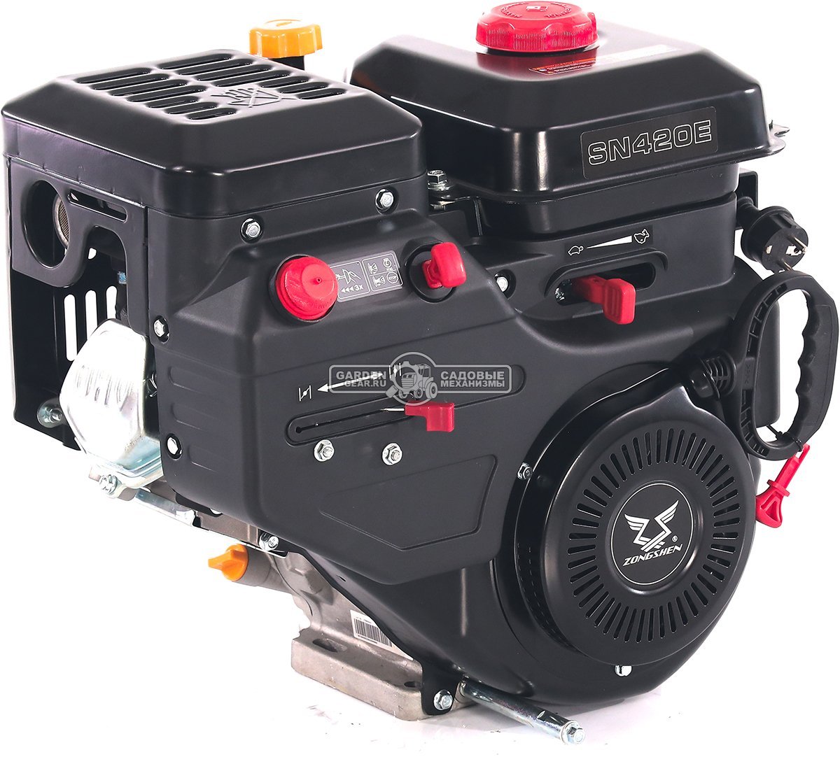 Бензиновый двигатель Zongshen SN 420 E Snow (15 л.с., 420 куб.см., D=25 мм, L=85 мм, катушка освещения 12В60Вт, электрический стартер 230В, 35 кг.)