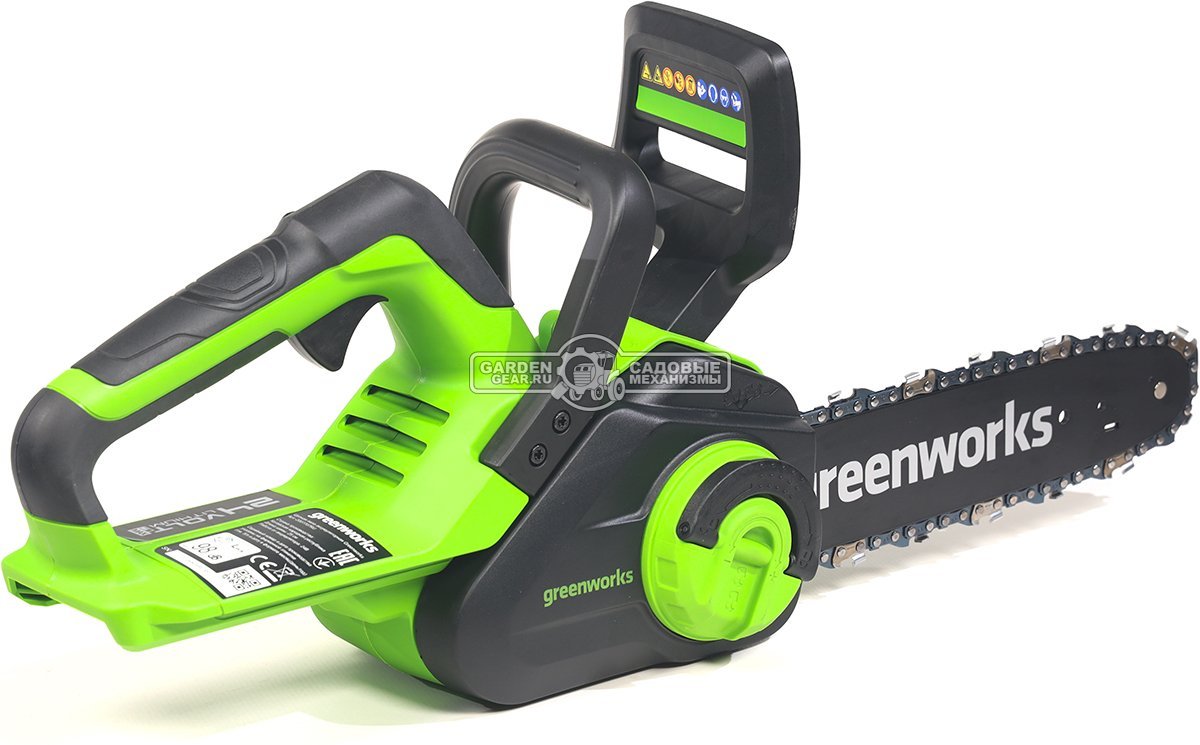 Пила аккумуляторная цепная GreenWorks G24CS25 10&quot; c АКБ 4 А/ч и ЗУ (PRC, 24В, 3/8&quot;-1.1-46E, 2.7 кг)