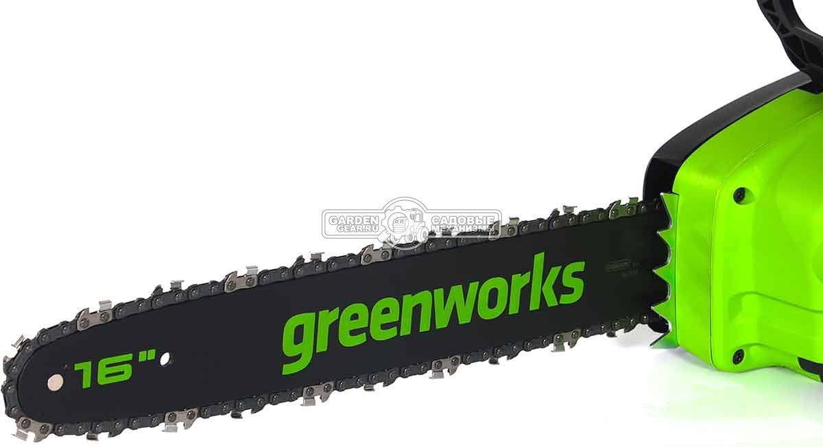 Пила аккумуляторная цепная GreenWorks GD40CS20X 16" c АКБ 4 А/ч и ЗУ (PRC, BL 40В, 3/8"-1.1-56E, 4.2 кг)