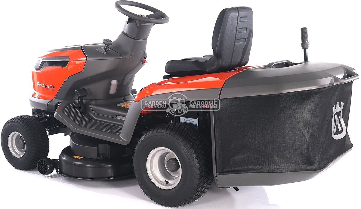 Садовый трактор Husqvarna TC 112 (PRC, Husqvarna 413AE, 413 куб.см., гидростатика, травосборник 220 л., ширина кошения 95 см, 198 кг.)