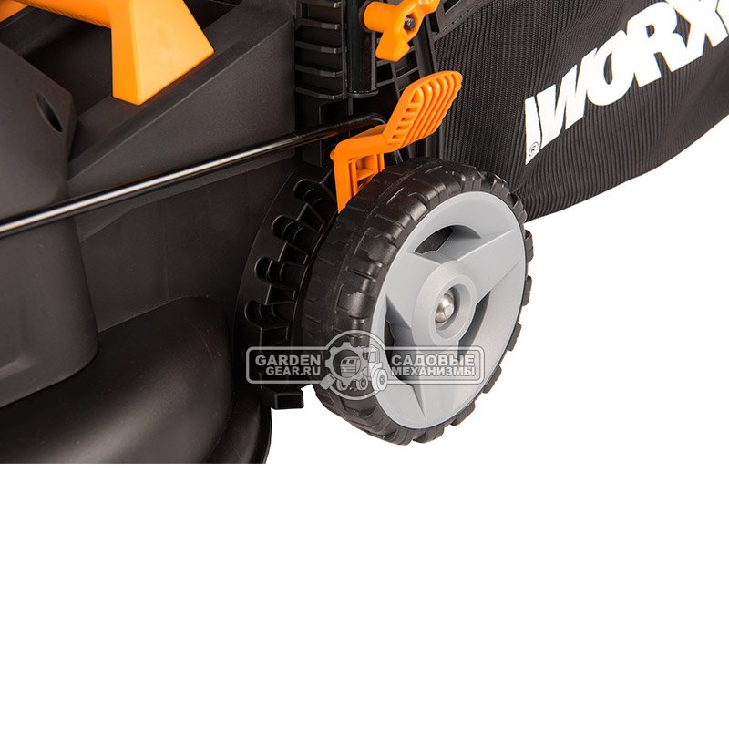 Газонокосилка электрическая Worx WG713E (PRC, 1200 Вт., 34 см., пластик, травосборник 30 л., мульчирование, 11 кг)