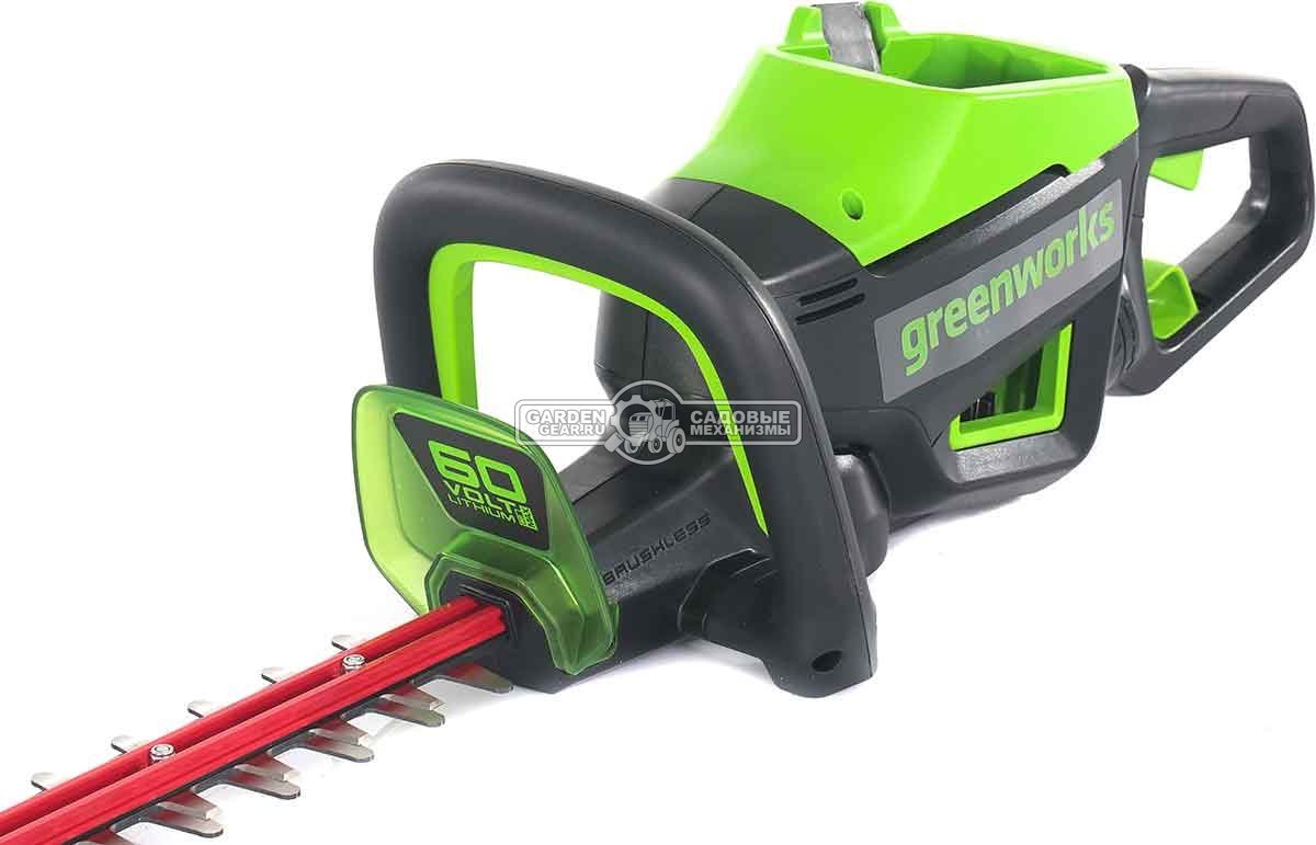 Кусторез аккумуляторный GreenWorks GD60HT66 без АКБ и ЗУ (PRC, BL 60В, 66 см, ветки до 28 мм, 3.2 кг)