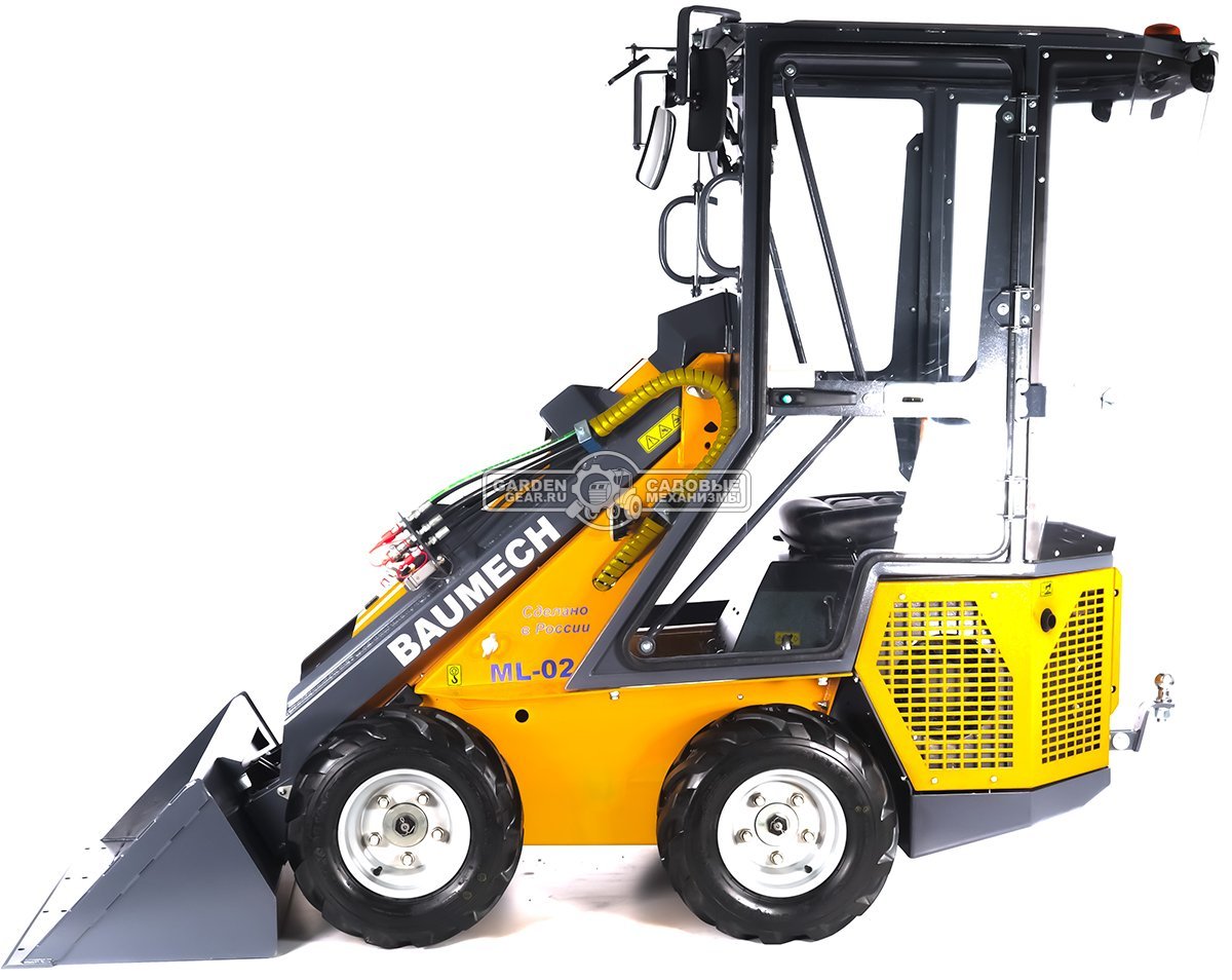 Универсальная машина мини-погрузчик Baumech ML-02 Pro с зимней кабиной + ковш универсальный 110 см., с двигателем Zongshen GB750 V-Twin