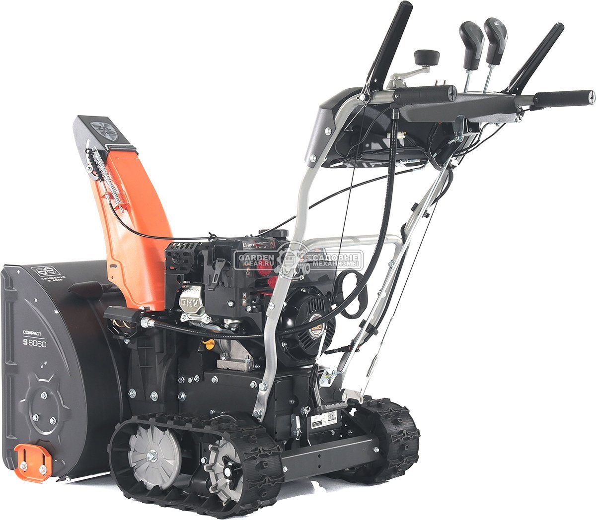 Снегоуборщик Daewoo S 8060 гусеничный (PRC, 61 см., Daewoo, 220 куб.см., эл/стартер 21В, фара, скорости 6/2, подогрев рукояток, 83 кг.)
