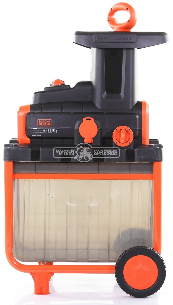 Садовый измельчитель веток электрический Black+Decker BEGAS5800-QS (PRC, 2800 Вт., ветки до 45 мм., шестерни, короб 45 л., 30 кг)