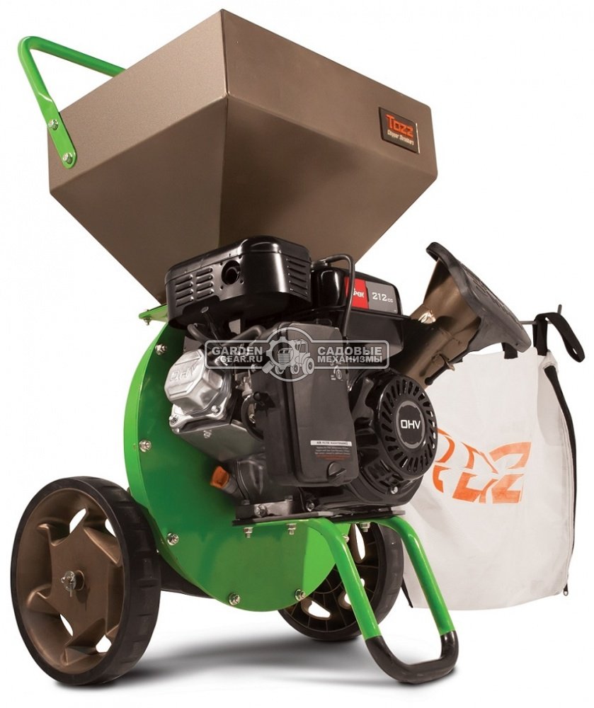Садовый измельчитель веток бензиновый TAZZ K42 (PRC, B&S, 205 см3, ветки до 76 мм, 58.5 кг)