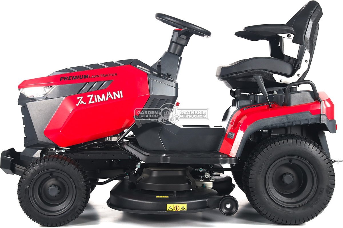 Садовый трактор ZimAni TS108HVD MY2025 (PRC, Loncin 586 куб.см., гидростатика, дифференциал, боковой выброс, шир. кошения 108 см, LED панель, 175 кг)