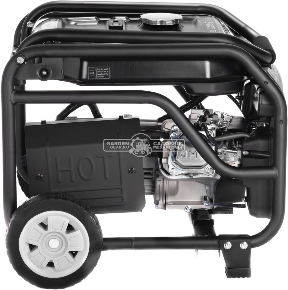 Бензиновый генератор Hyundai HHY 3050FE  (PRC, Hyundai, 208 см3, 2,8/3,0 кВт, 15 л, электро стартер, комплект колёс, 51,5 кг)