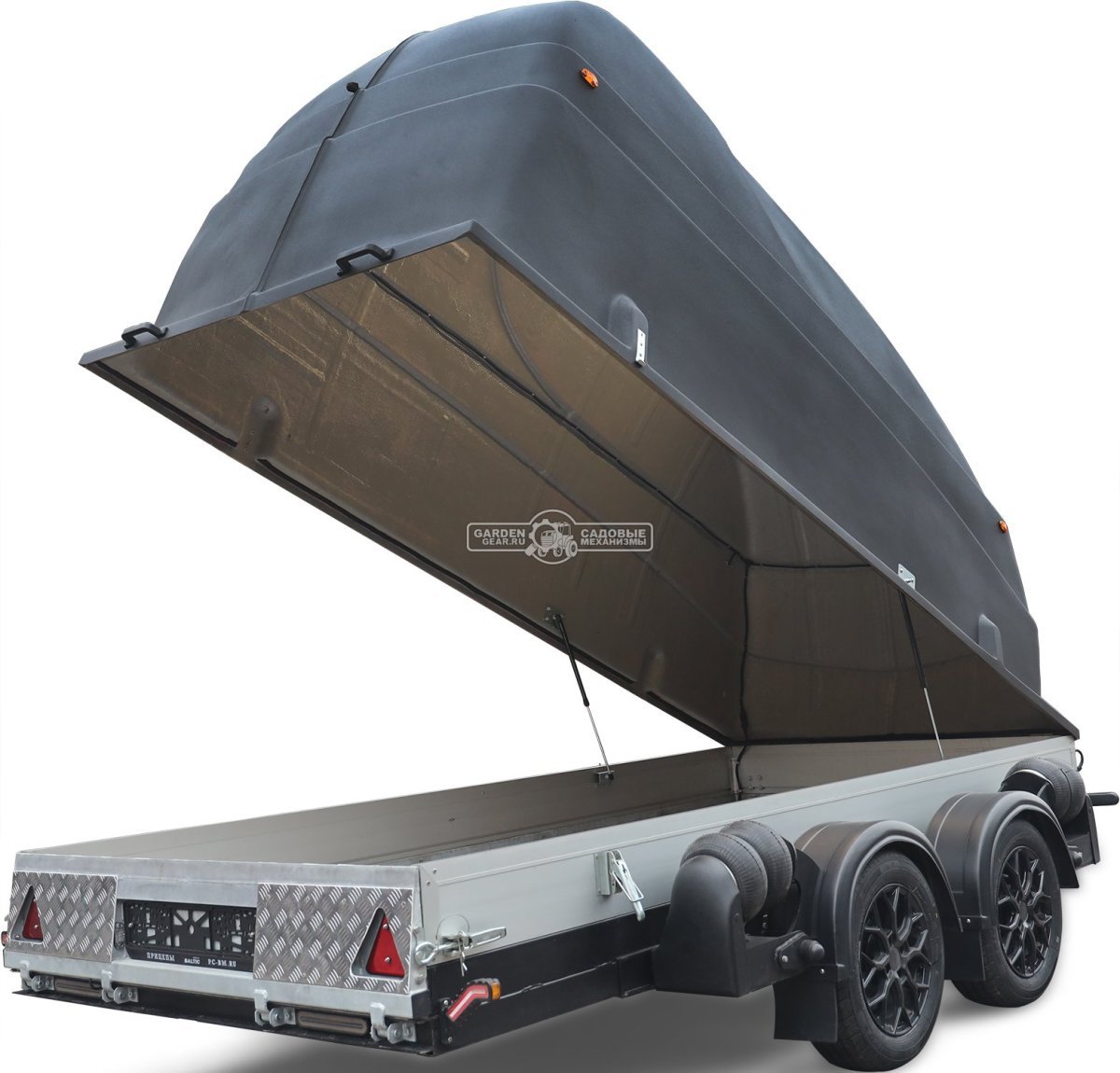 Прицеп с опускающейся платформой на пневмоподвеске Baltic Mechanic Polygon-City PC 750 Спарка для перевозки спецтехники, пневмолифт, крышка, 3500x1500