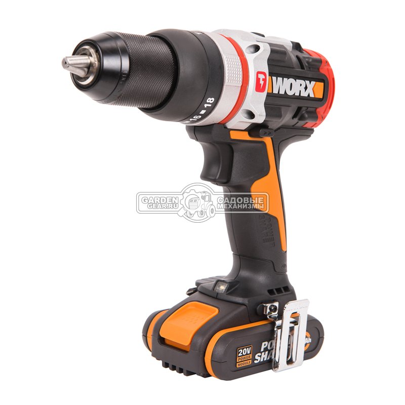 Дрель - шуруповерт ударная аккумуляторная Worx WX354 с 2 АКБ 2 А/ч и ЗУ (PRC, 20В, BL, 60 Нм, кейс, 1.4 кг)