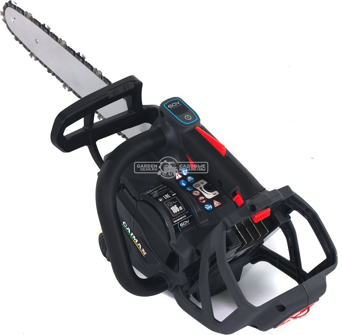 Пила аккумуляторная цепная Caiman ENO CSTi14 14" с АКБ B6040 и ЗУ C6025 (RUS, BL 60В, Standart Connect, 3/8"-1.1-52E, 2,0 кг.)