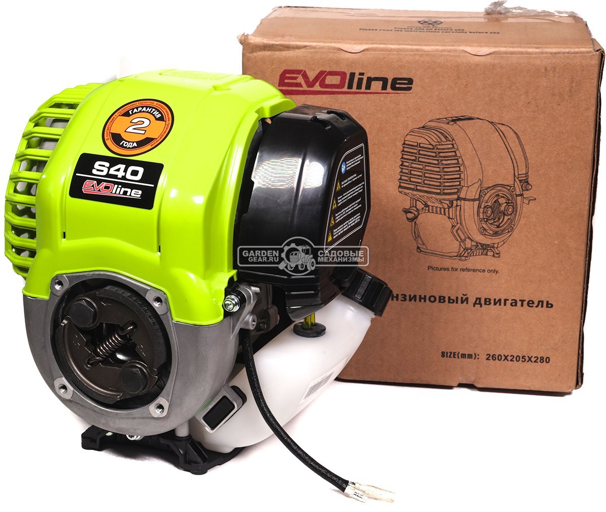 Бензиновый двигатель EVOline S 40 (1,2 л.с., 35 куб.см., колодки сцепления, D=78 мм, 4-тактный, 3,6 кг.)