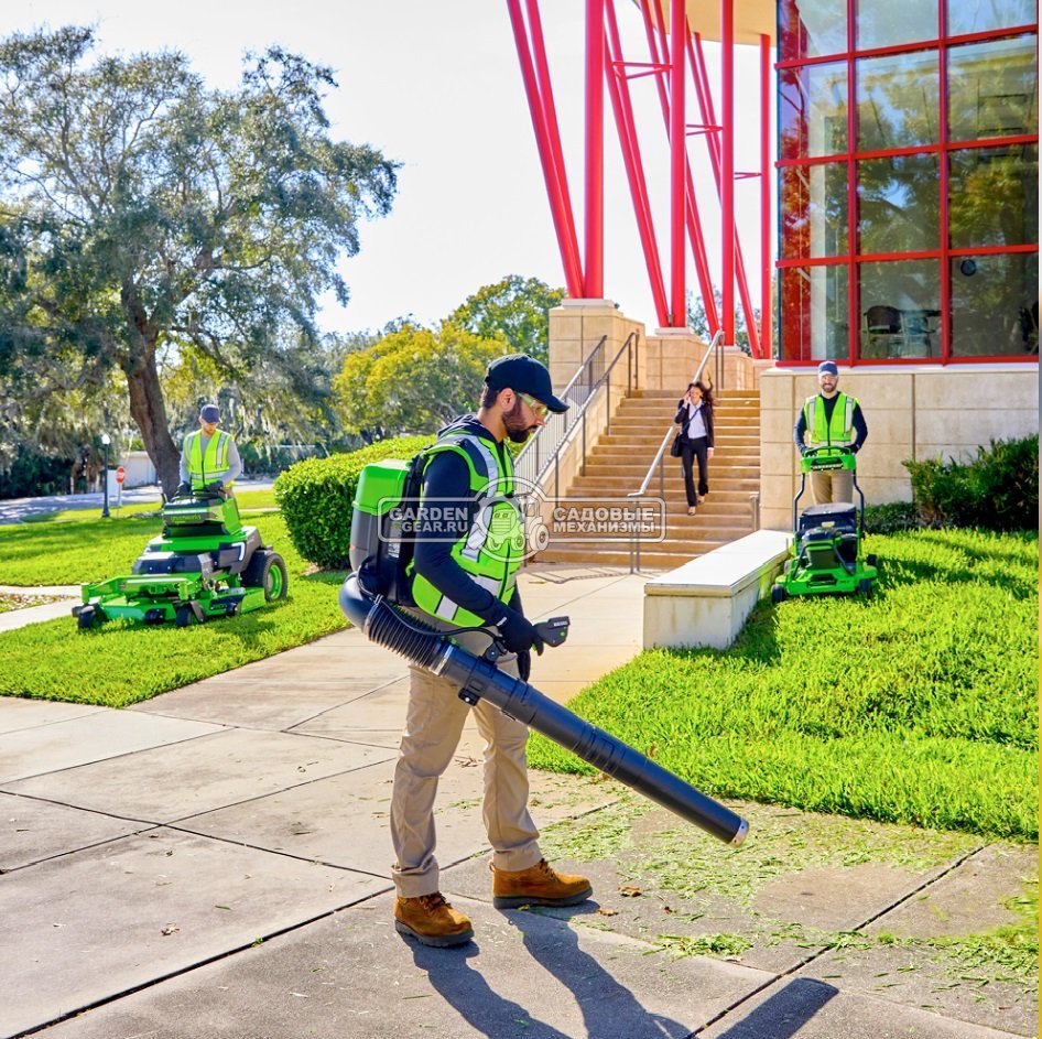 Воздуходувка аккумуляторная ранцевая GreenWorks GD82BP2 без АКБ и ЗУ (PRC, BL 82В, 362 км/ч, 21.3 м3/мин, 2 слота для АКБ, 7 кг)