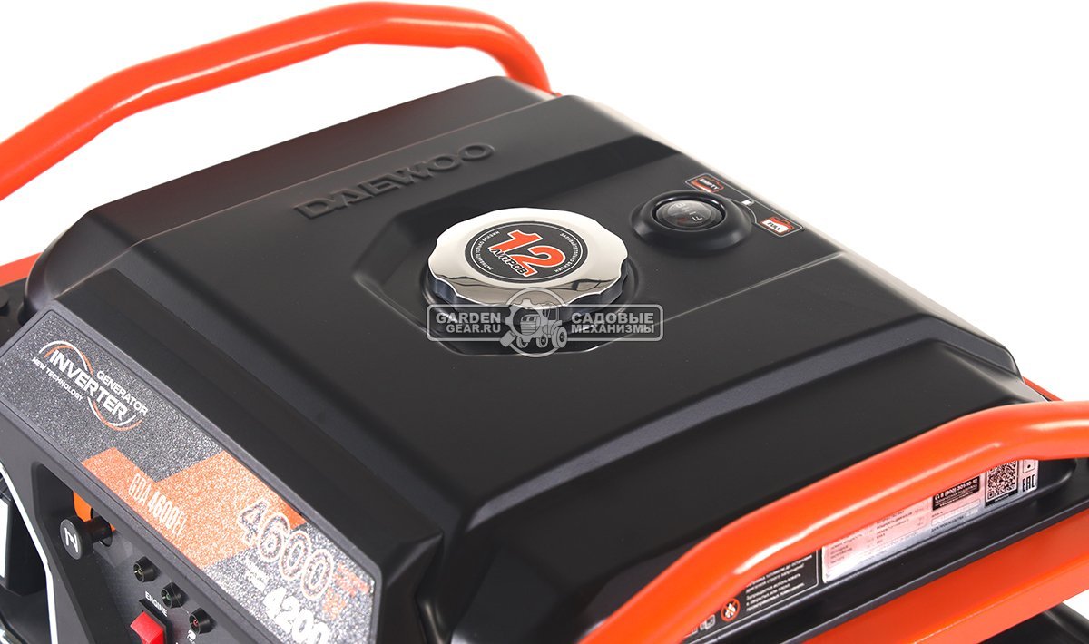Бензиновый генератор инверторный Daewoo GDA 4600Ei с электрозапуском (PRC, Daewoo, 236 см3, 4,2/4,6 кВт, 12 л, рама, 35 кг)