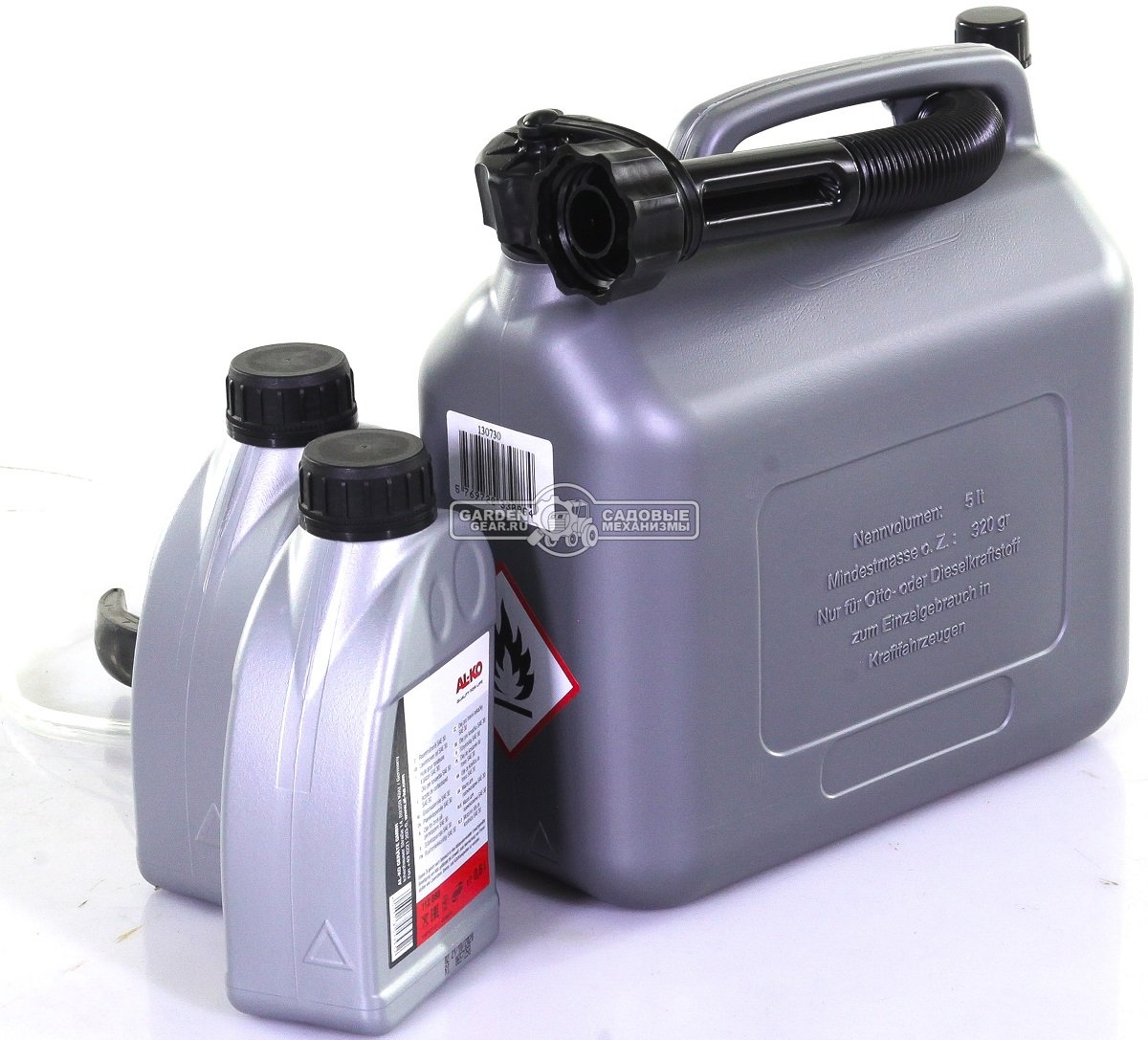 Сервисный набор Al-ko для бензиновых газонокосилок (канистра для топлива 5 л, масло SAE30 0.6 л х 2 шт, шприц для замены масла)