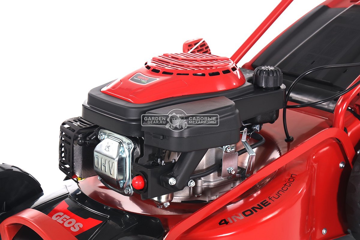 Газонокосилка бензиновая Geos Comfort 46 SP-S Plus (PRC, 46 см, Sanli, 140 см3, сталь, 4 в 1, 65 л, 32 кг)
