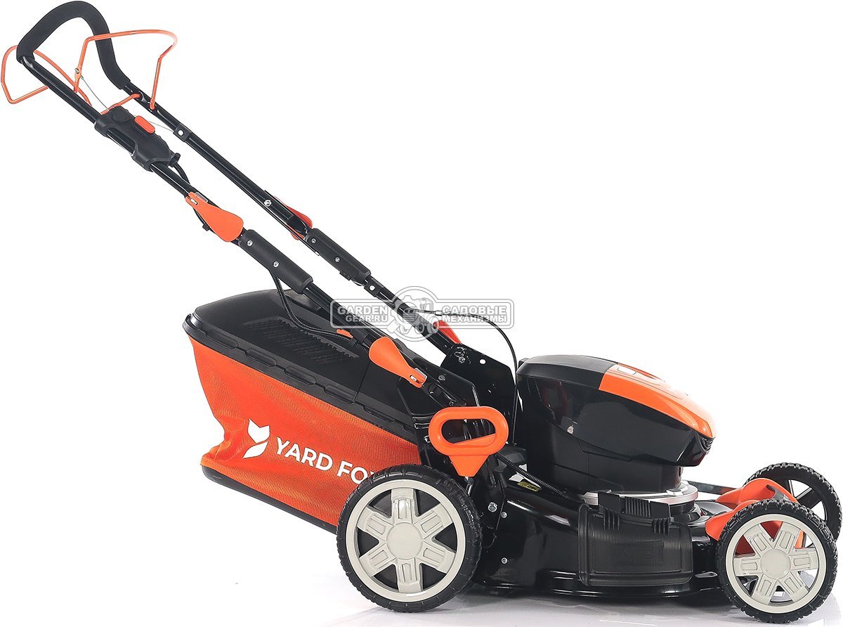 Газонокосилка аккумуляторная самоходная Yard Fox EL4655B SET с АКБ 4.0 А/ч и ЗУ (PRC, BL 60В, 46 см, сталь, 3 в 1, 55 л, 25 кг)