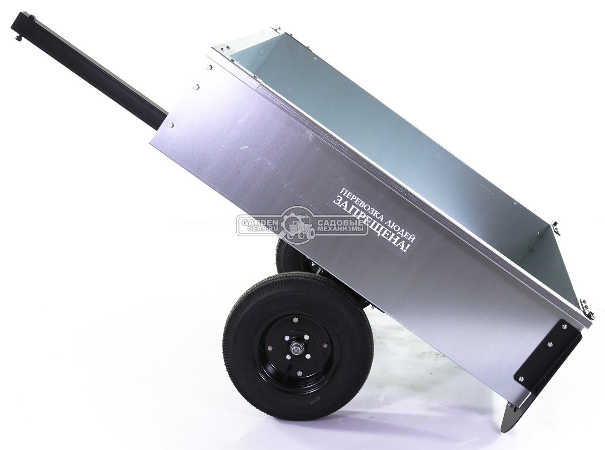 Тележка - прицеп Мобил К ТПМ-500-1 Премиум для садовых тракторов, разборная с механизмом опрокидывания (оцинкованная сталь, кузов 1100х1000, 500 кг)