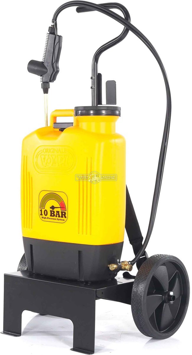 Опрыскиватель аккумуляторный Volpi Elettrolithium 10 BAR 15L CAR с тележкой (ITA, Li-Ion 12В, 8 А/ч, 15 л, 10 Бар, 14 кг)