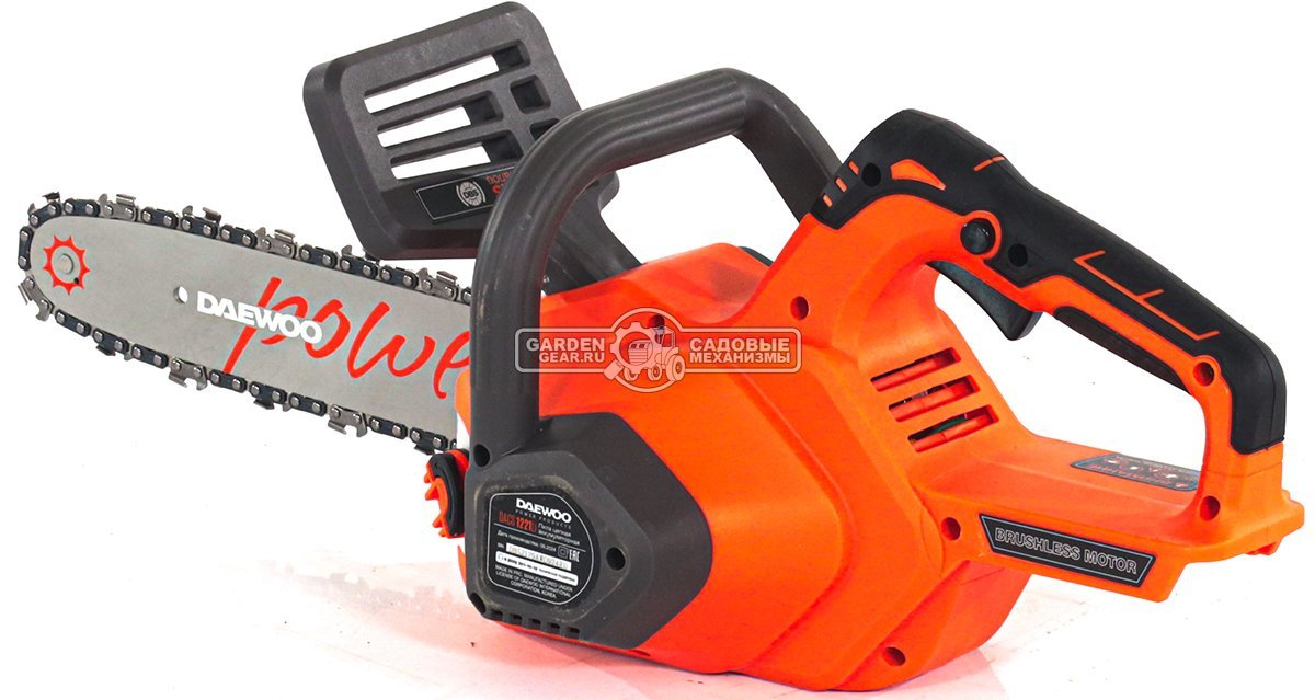 Пила аккумуляторная цепная Daewoo DACS 1221Li 12" SET с АКБ 5 А/ч и ЗУ (PRC, BL 21В, натяжение цепи без инструмента, 3/8"-1.1-45E, 3.8 кг)