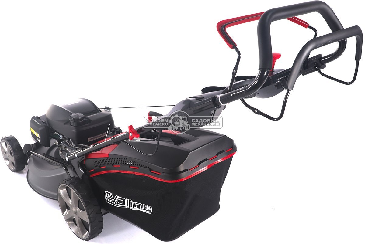 Газонокосилка бензиновая EVOline LMG 53 CVH (PRC, 53 см, Honda GCV 200, 201 см3, вариатор, 4 в 1, 70 л, сталь, 40 кг)