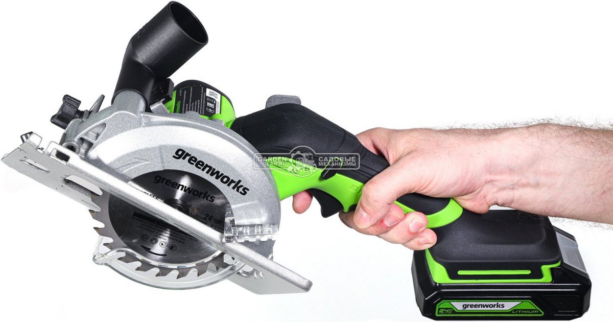 Минипила циркулярная аккумуляторная GreenWorks G24MCS без АКБ и ЗУ (PRC, BL 24В, 115 мм, 2 кг)