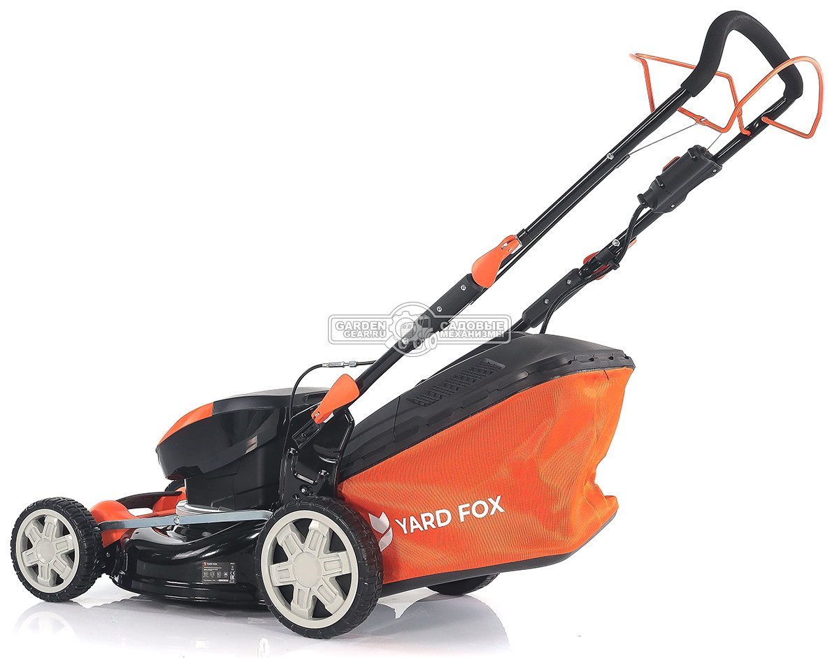 Газонокосилка аккумуляторная самоходная Yard Fox EL4655B SET с АКБ 4.0 А/ч и ЗУ (PRC, BL 60В, 46 см, сталь, 3 в 1, 55 л, 25 кг)