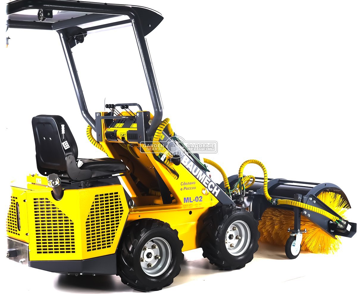 Универсальная машина мини-погрузчик Baumech ML-02 Pro + гидравлическая щётка 115 см. + каркас безопасности с двигателем Zongshen GB750 EFI инжектор