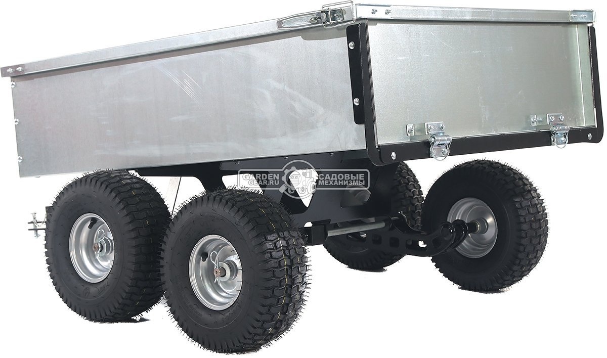 Тележка - прицеп ZimAni GT410x4 Stainless steel 500 4WD для садовых тракторов, с механизмом опрокидывания (4 колеса, оцинкованной сталь, 500 кг)