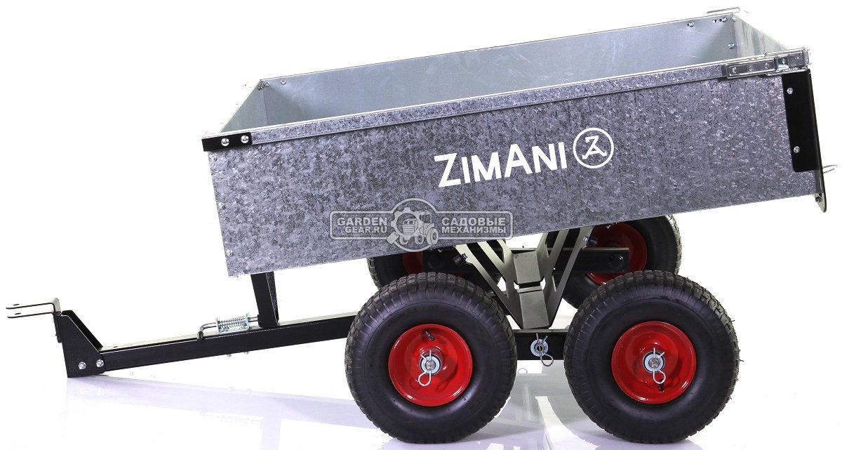 Тележка - прицеп ZimAni Stainless steel 500 4WD для садовых тракторов, с механизмом опрокидывания (4 колеса, оцинкованной сталь, 500 кг)