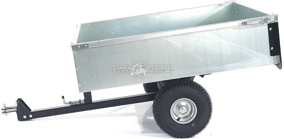 Тележка - прицеп ZimAni GT410x2 Stainless steel 500 для садовых тракторов, с механизмом опрокидывания (оцинкованной сталь, 500 кг)