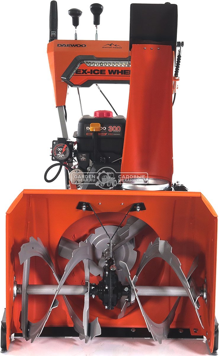 Снегоуборщик Daewoo DAST 9070 (PRC, 67 см., Daewoo, 298 куб.см., эл/стартер 220В, фара, скорости 5/2, колеса EX-ICE, подогрев рукояток, 112 кг.)