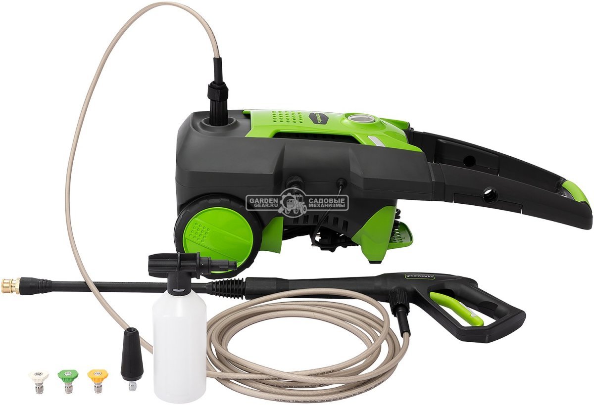 Мойка высокого давления GreenWorks GPWG3II (PRC, 1700 Вт, 120 бар, 400 л/ч, вес 7.6 кг)