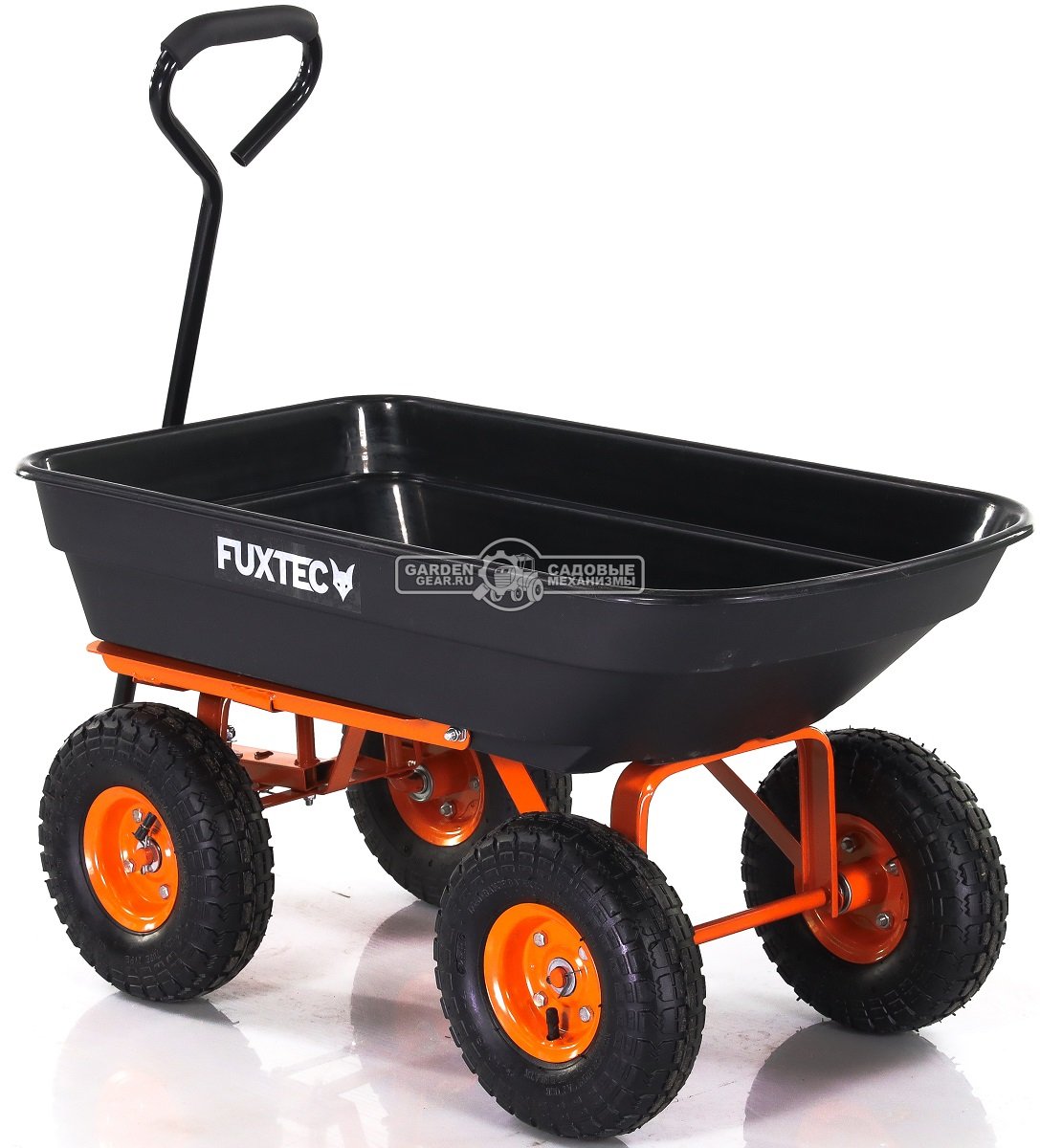 Тележка садовая Fuxtec FX-KW2175 с механизмом опрокидывания (4 колеса, кузов 85х46,5 см, корыто 110 л, 300 кг, вес 13 кг)