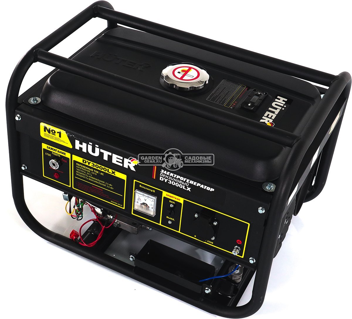 Бензиновый генератор Huter DY3000LX (PRC, Huter 163 см3, 230 В, 2,5 кВт, 12 л, эл.стартер,  АКБ - опция, 39.1 кг)