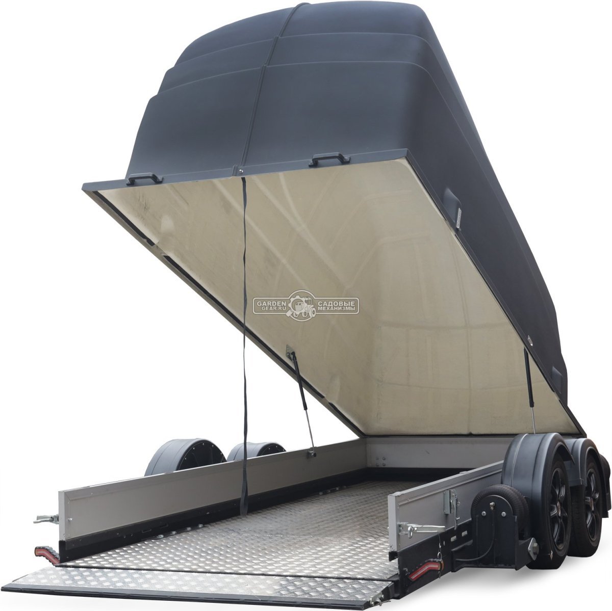 Прицеп с опускающейся платформой на пневмоподвеске Baltic Mechanic Polygon-City PC 750 Спарка для перевозки спецтехники, пневмолифт, крышка, 3500x1500