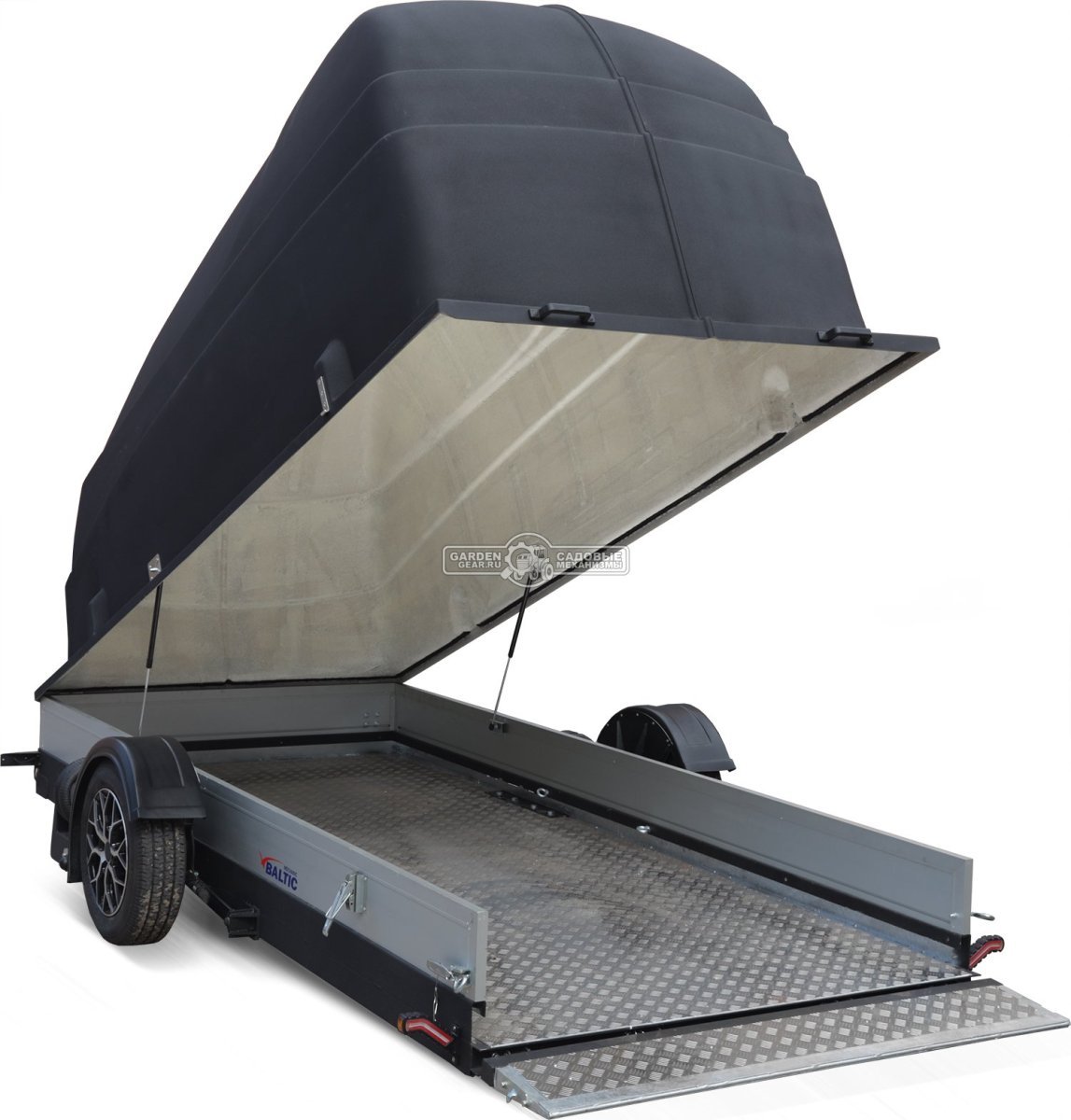 Прицеп с опускающейся платформой на пневмоподвеске Baltic Mechanic Polygon-City PC 750 для перевозки мини-спецтехники, пневмолифт, крышка, 3500x1500