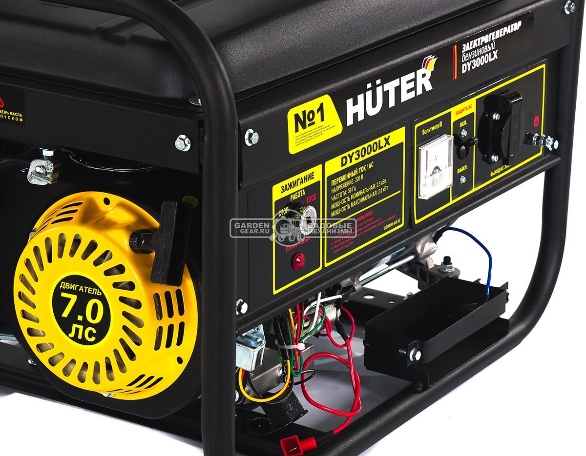 Бензиновый генератор Huter DY3000LX (PRC, Huter 163 см3, 230 В, 2,5 кВт, 12 л, эл.стартер,  АКБ - опция, 39.1 кг)