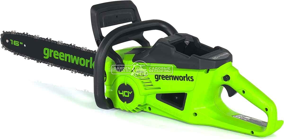 Пила аккумуляторная цепная GreenWorks GD40CS20X 16" c АКБ 4 А/ч и ЗУ (PRC, BL 40В, 3/8"-1.1-56E, 4.2 кг)