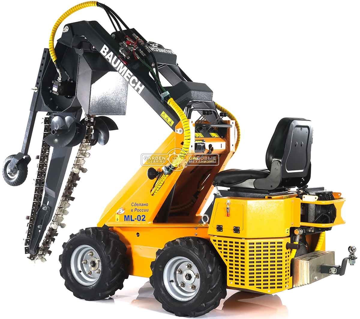 Универсальная машина мини-погрузчик Baumech ML-02 Pro + траншеекопатель 90 см. с двигателем Zongshen GB750 EFI V-Twin инжектор