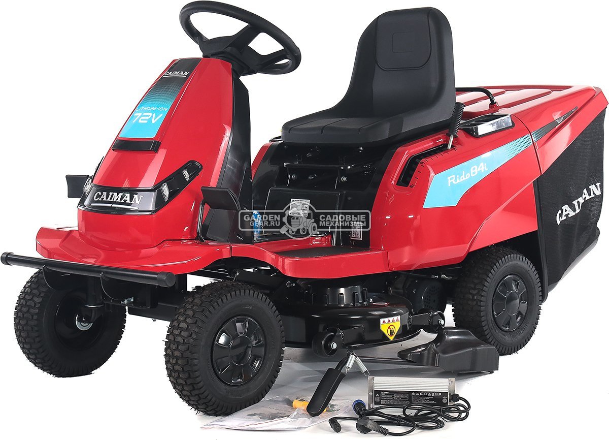 Садовый минирайдер Caiman Rido 84i аккумуляторный (RUS, 80 см., Li-Ion 72В /18 Ач, травосборник 150 л., 173 кг.)
