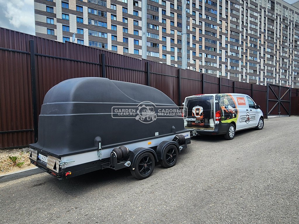 Прицеп с опускающейся платформой на пневмоподвеске Baltic Mechanic Polygon-City PC 750 Спарка для перевозки спецтехники, пневмолифт, крышка, 3500x1500