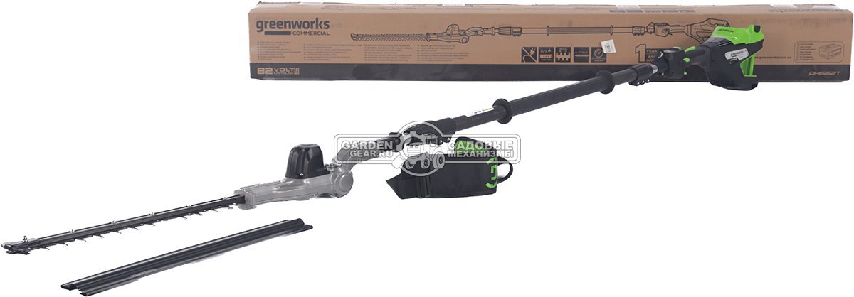 Кусторез аккумуляторный штанговый GreenWorks PH662T без АКБ и ЗУ (PRC, BL 82В, 51 см, ветки до 30 мм, телескопич. штанга 2.5-3.25 м, 5.4 кг)