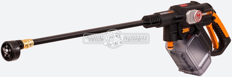 Аккумуляторная мойка высокого давления Worx WG633E с АКБ 4 А/ч и ЗУ (PRC, BL 20В, 25/38 бар, 220 л/час, шланг 6 м, 1.54 кг)